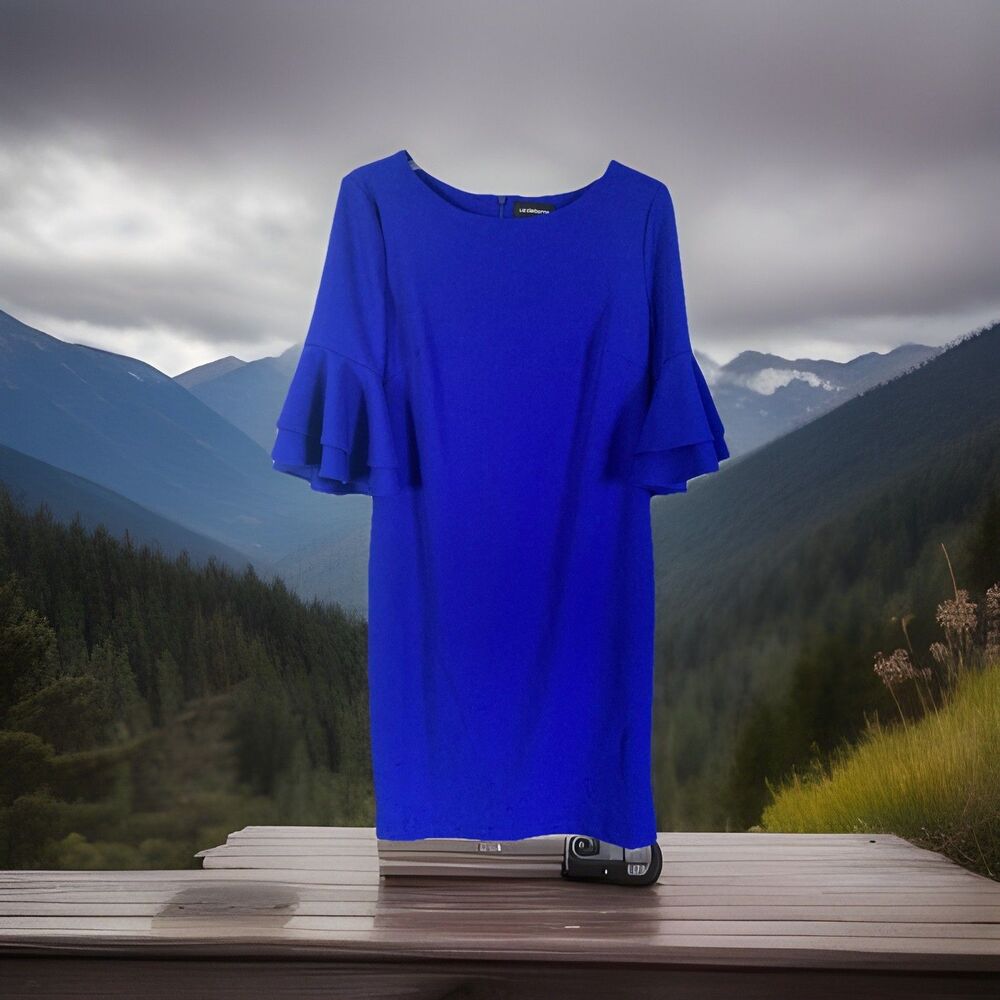 Liz Claiborne Dress 6 Royal Blue Back Zip A-Line Fair/Good Condition A Few Snags